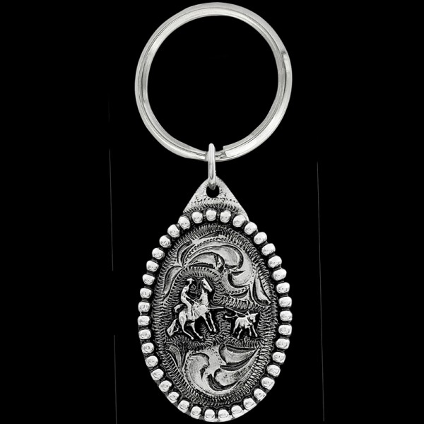 Calf Roping Oval Keychain +$4.97